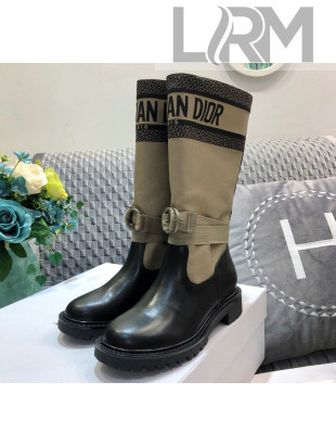 Dior D-MAJOR Boot in Taupe and Black Technical Fabric and Calfskin 2020