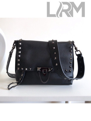 Valentino Rockstud Flap Strap Shoulder Bag Black 2019