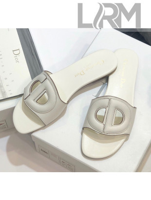 Dior Calfskin D-CLUB Mule Flat Sandals White 2020