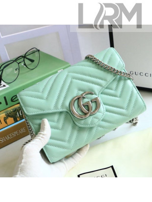 Gucci GG Marmont Matelassé Leather Mini Bag 474575 Green/Silver 2020