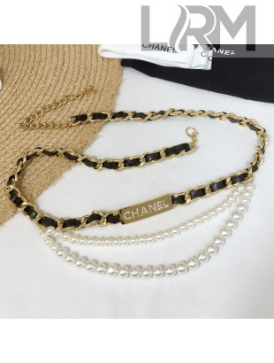 Chanel Chain Pearl Belt Black/White/Gold 2020