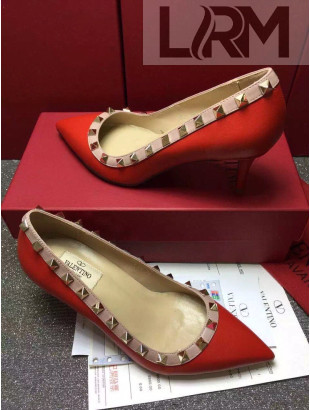 Valentino Rockstud Matte Lambskin Pumps 6.5cm Red 2021