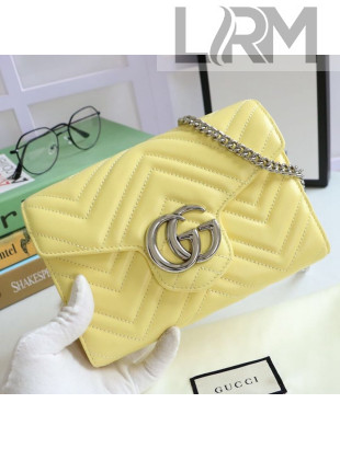 Gucci GG Marmont Matelassé Leather Mini Bag 474575 Yellow/Silver 2020