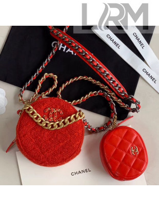 Chanel 19 Tweed Clutch with Chain & Coin Purse AP0986 Red 2019