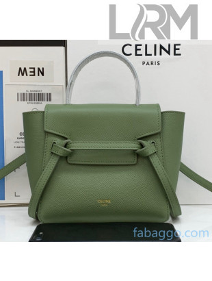 Celine Grained Calfskin Pico Belt Bag Light Green 2020