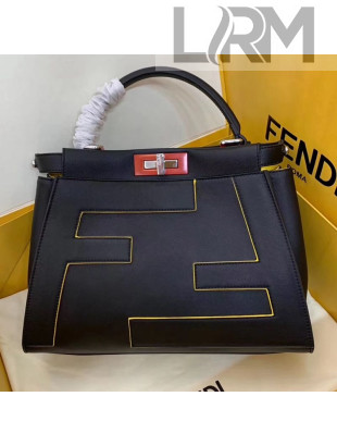 Fendi Peekaboo Medium Oversize Raised FF Top handle Bag Black 2019