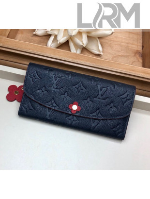 Louis Vuitton Emilie Wallet in Monogram Empreinte Leather M63918 Navy Blue/Red