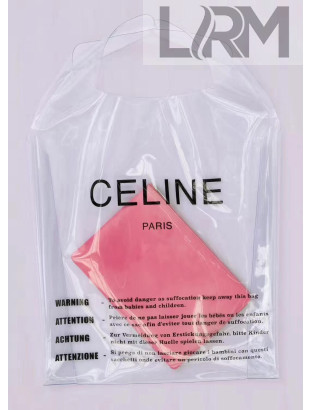 Celine Hyaline PVC Large Shopping Bag With a Leather Pouch Peach 2018