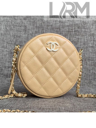 Chanel Iridescent Round Classic Clutch with Chain AP0366 Beige 2019