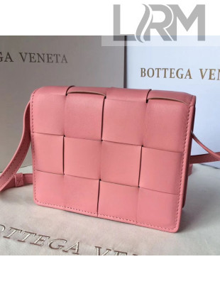 Bottega Veneta Cassette Mini Crossbody Bag in Maxi-Weave Lambskin Pink 2019