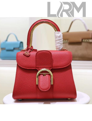 Delvaux Brillant Mini Metal Glam Top Handle Bag With Stitches in Grained Calf Leather Red 2020