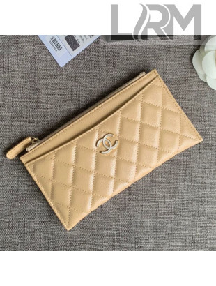 Chanel Iridescent Grained Calfskin Pouch Beige 2019