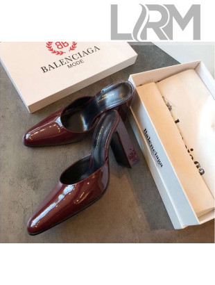 Balenciaga Round Toe Calfskin Mules Pumps Burgundy 2019