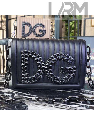 Dolce&Gabbana Smoky Crystal DG Girls Shoulder Bag in Nappa Leather Black 2018