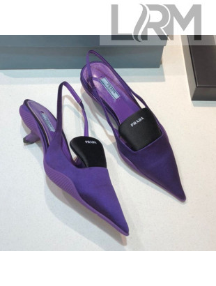 Prada Silk Slingback Pumps 3cm Purple 2021 12