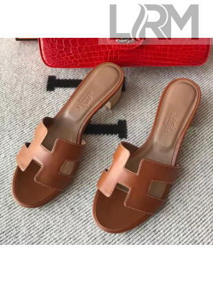 Hermes Oasis Sandal in Smooth Calfskin With 5cm Heel Brown 2021