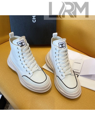 Chanel Vintage Canvas High-Top Sneakers White 20102303 2020