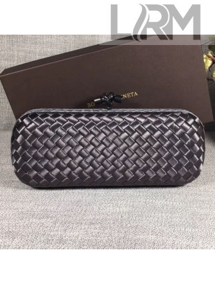 Bottega Veneta Large Silk Woven Knot Clutch with Snakeskin Trim Grey