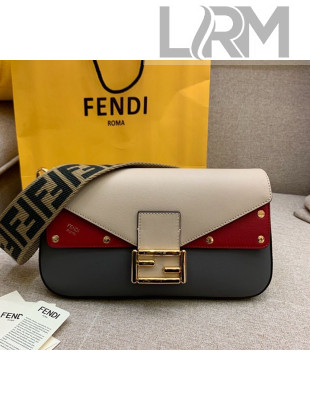 Fendi Baguette Studs Flap Shoulder Bag Grey 2019