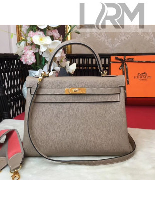 Hermes Kelly 32cm in Original Togo Leather Bag Light Grey