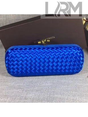 Bottega Veneta Large Silk Woven Knot Clutch with Snakeskin Trim Royal Blue