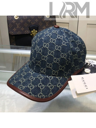 Gucci Denim Baseball Hat Dark Blue 2021