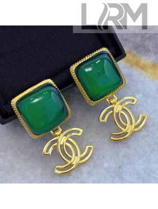 Chanel Resin Short Earrings AB5087 Green 2020