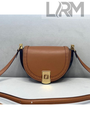 Fendi Moonlight Leather Round Shoulder Bag Brown 2021