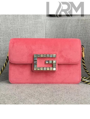 Gucci Velvet Shoulder Bag with Square G 544242 Pink 2018