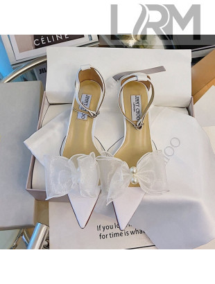 Jimmy Choo Pearl Bow Pointed Sandals 4.5cm White 2021