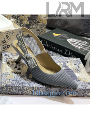 Dior J'Adior Slingback Pumps 65mm in Metallic Thread Embroidered Cotton Grey 2020