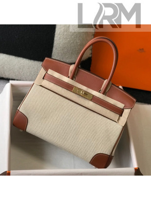 Hermes Birkin 30cm Bag in Swift Leather and Canvas Brown/Beige/Gold 2022