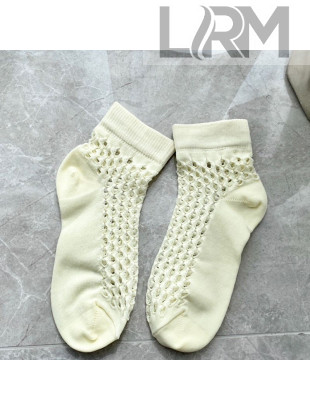 Dior Mesh Short Socks Cream White 2020