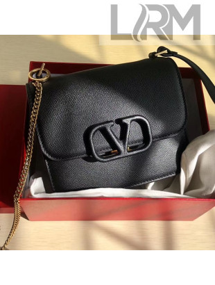 Valentino Small VSLING Grained Calfskin Shoulder Bag 0074S Black 2019