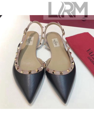 Valentino Rockstud Trim Slingback Flat Ballet Black 2019