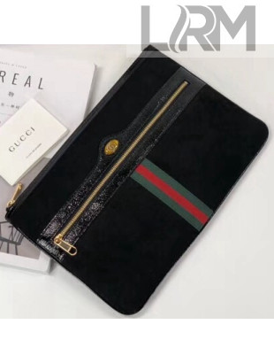 Gucci Ophidia Suede and Patent Leather Pouch 157551 Black 2018 