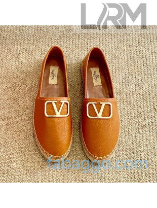 Valentino VLogo Leather Espadrilles Brown 2020