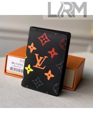 Louis Vuitton Pocket Organizer Wallet in Colored Monogram Canvas M61696 Black 2020