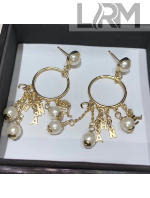 Chanel Pearls Chanel Chain Tassel Hoop Earrings 02 2019