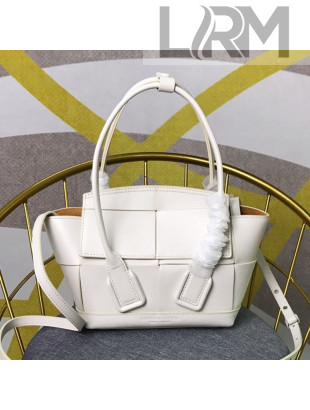 Bottega Veneta Arco Mini Bag in Smooth Maxi Woven Calfskin White 2019