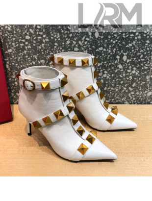 Valentino Roman Stud Calfskin Ankle Boots 8 cm White 2021 08