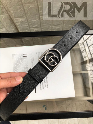 Gucci Leather Belt 38mm with Framed D Double G Buckle Black/Silver 2019