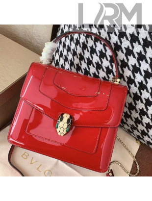 Bvlgari Serpenti Forever Patent Mini Top Handle Bag Red 2021