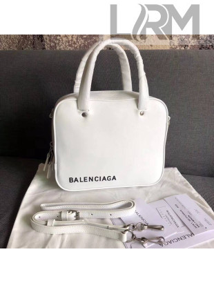 Balen...ga Calfskin Small Triangle Square Shoulder Bag White 2018