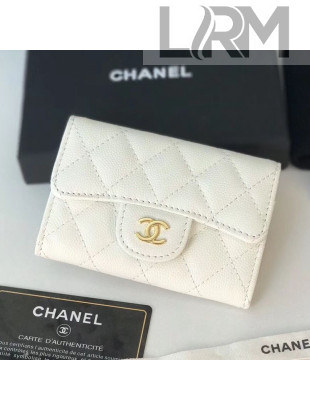 Chanel Grained Leather Classic Card Holder AP0214 White 2019