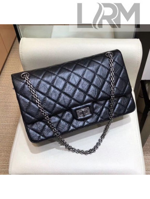 Chanel Aged Calfskin 2.55 Reissue Medium Flap Bag Black/Silver 