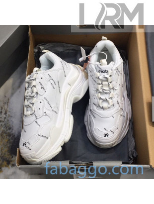 Balenciaga Allover Logo Triple S Sneakers White 2020 (For Women and Men)