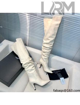 Saint Laurent Betty Over-the-knee Boots in Calfskin White 2021