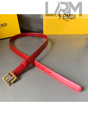 Fendi Women's Calfskin Belt 20mm with FF Buckle Red/Gold 2021