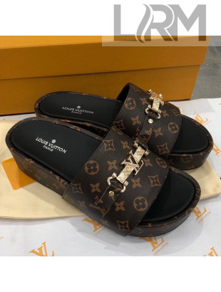 Louis Vuitton Jumbo LV Buckle Flatform Slide Sandals Monogram Canvas 2021 